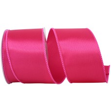 2.5 Inch Fuchsia Satin Ribbon With Wired Edges, 10 Yard Spool (1 Spool) SALE ITEM
